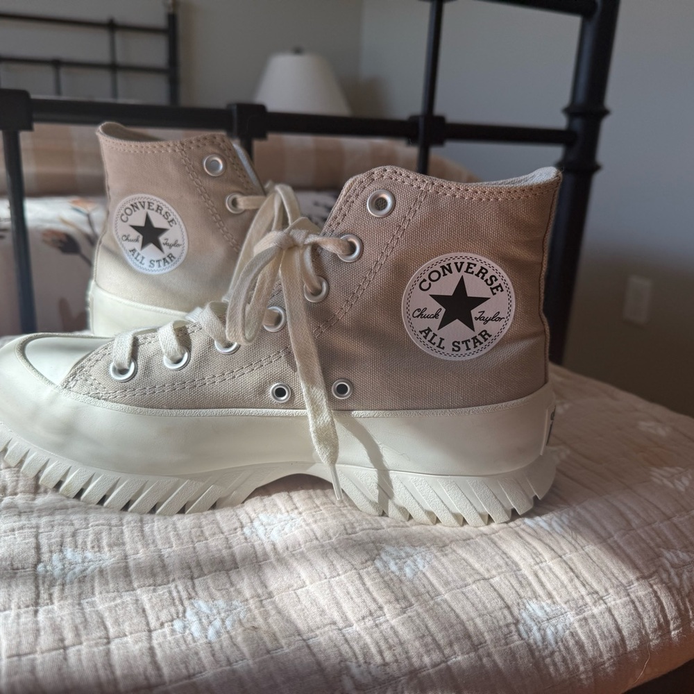 Converse High-Top Sneakers in Tan and Cream